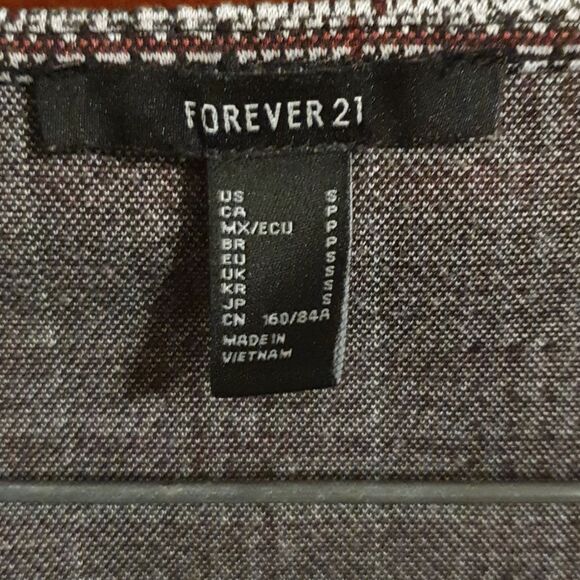 Forever 21 Glen Plaid Puff Sleeve Crop Top sz Small - Picture 2 of 5